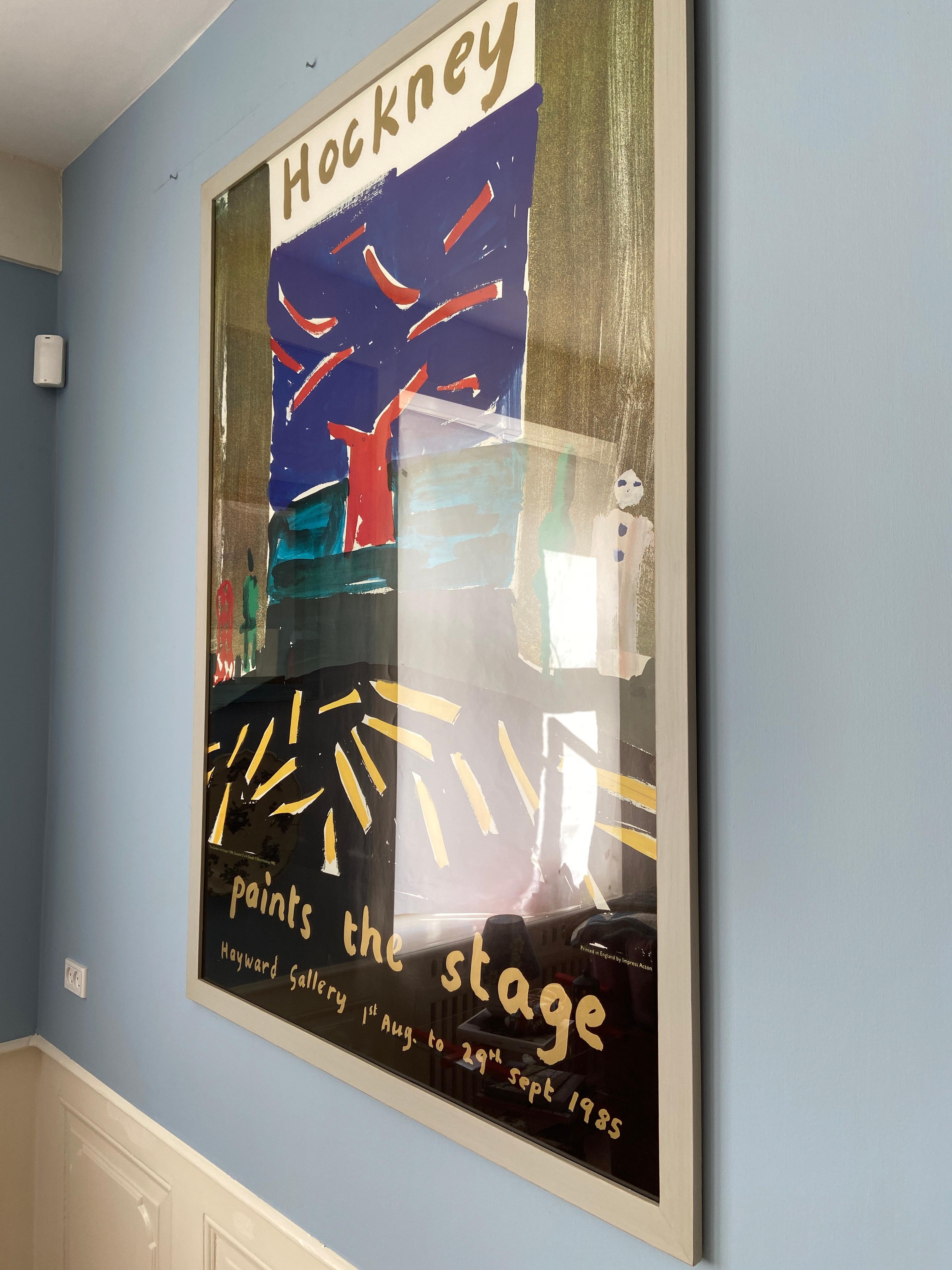 British Vintage David Hockney “Paints the Stage” Exhibition Poster, UK, 1985 For Sale