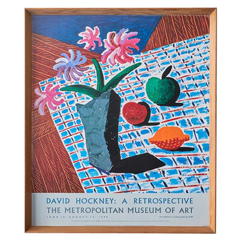 Vintage David Hockney 'Still Life with Flowers' Exhibition Poster, 1988