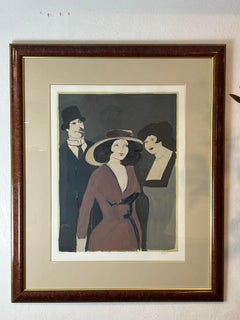 David Schneuer Madame in Red La Belle Stampa serigrafica d'epoca
