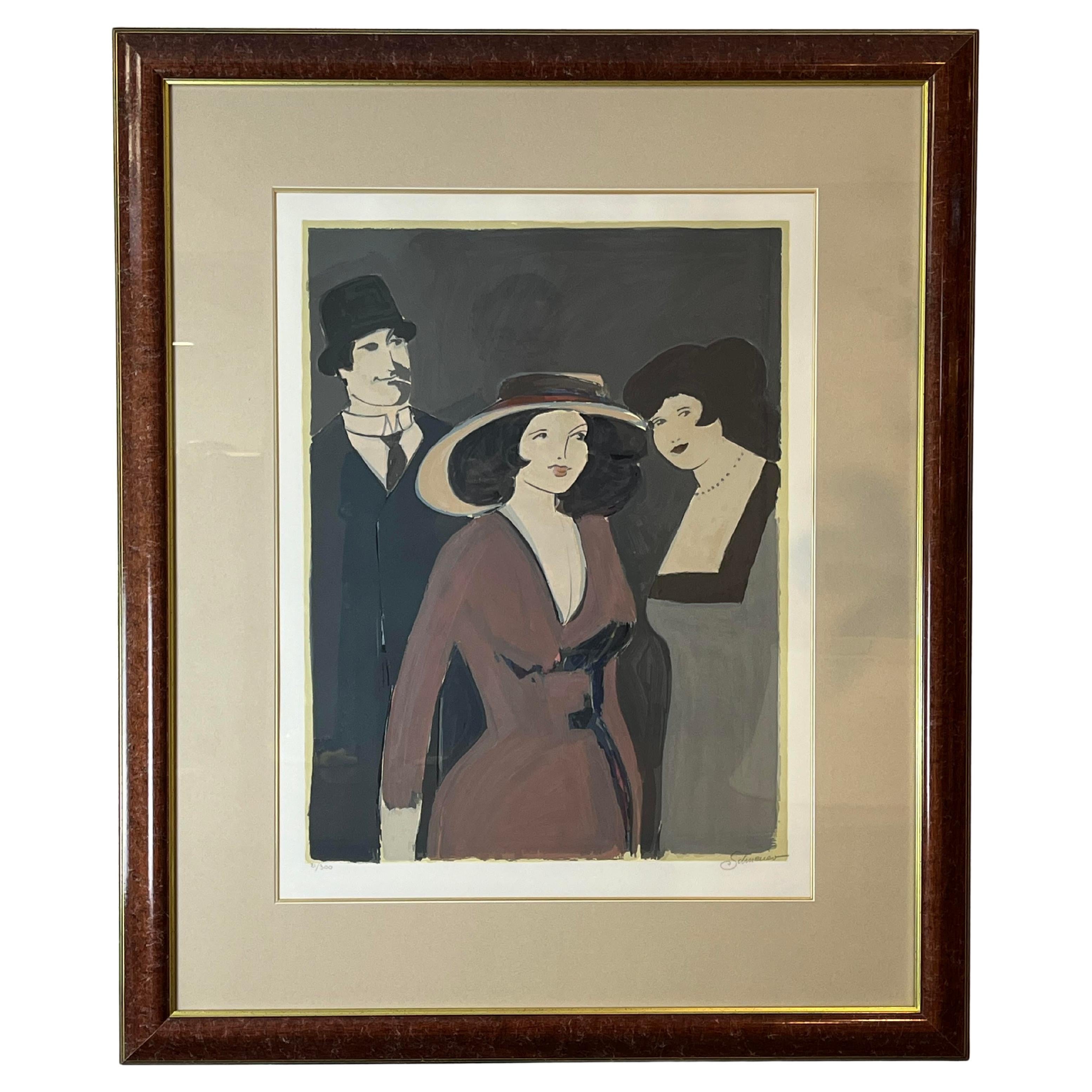 Vintage David Schneuer Madame in Red La Belle Serigraph Print For Sale