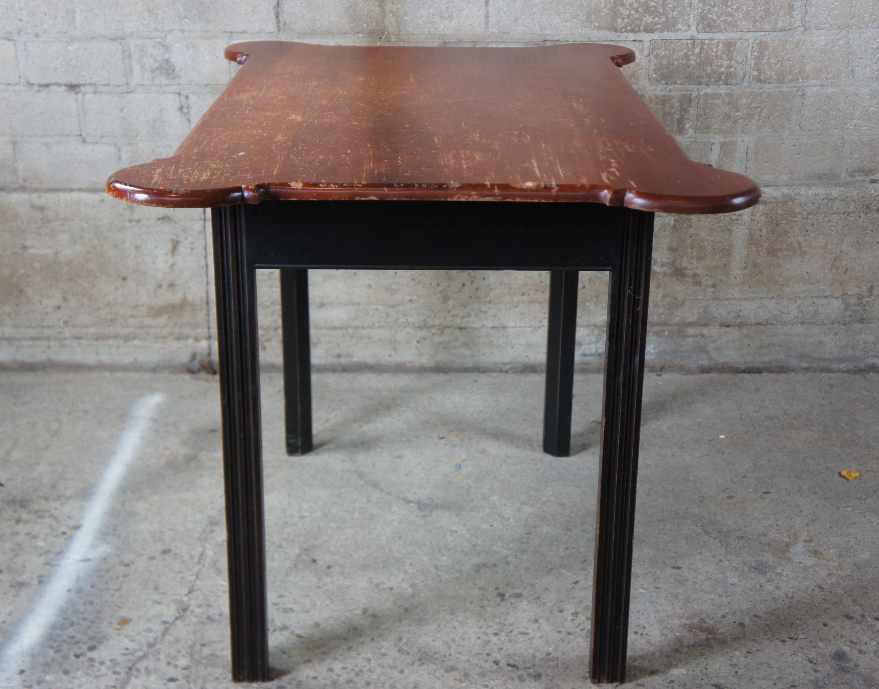 Vintage David T Smith Parcel Ebonized American Pine Porringer Tea Table or Desk 4