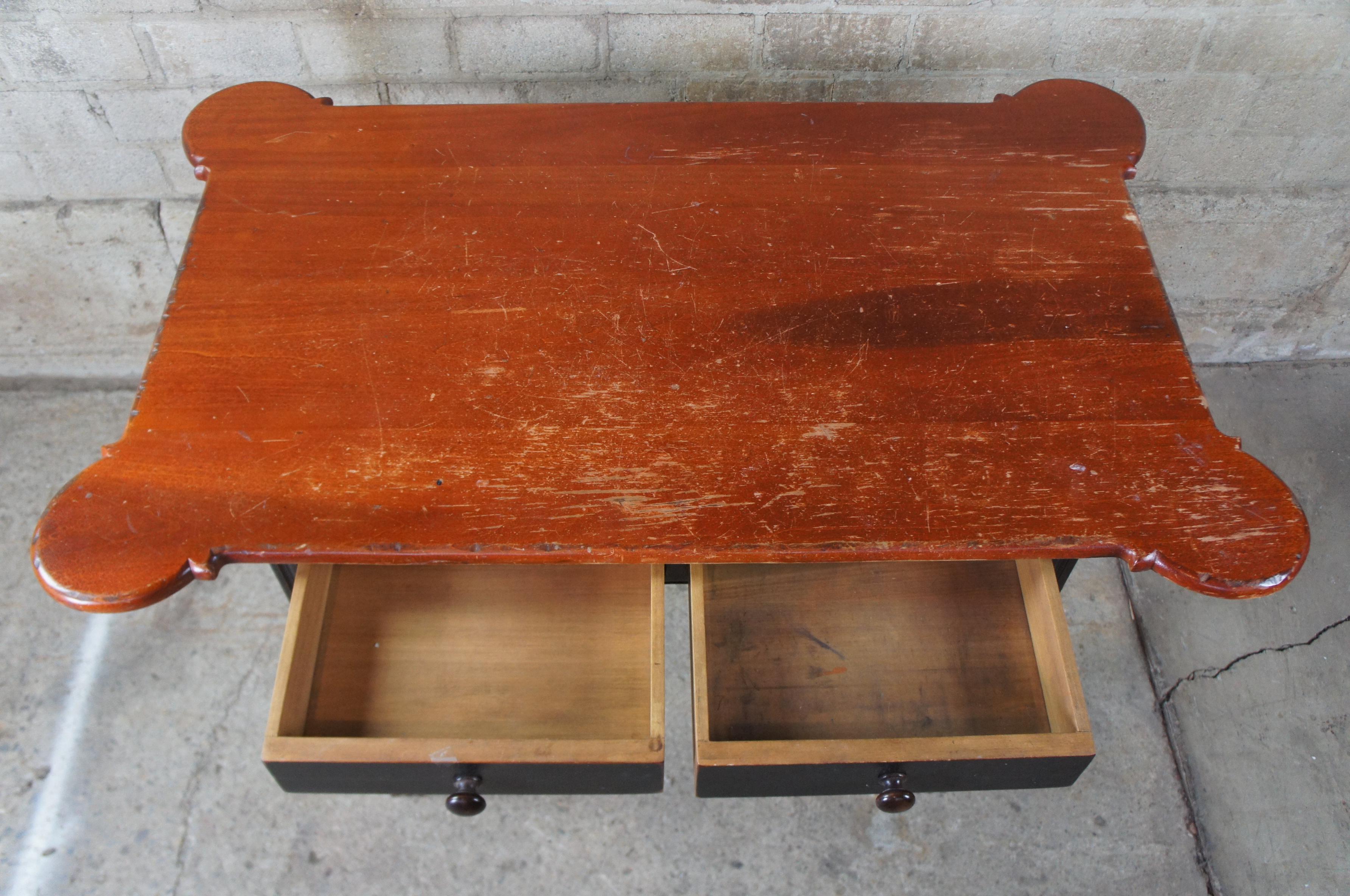 American Classical Vintage David T Smith Parcel Ebonized American Pine Porringer Tea Table or Desk