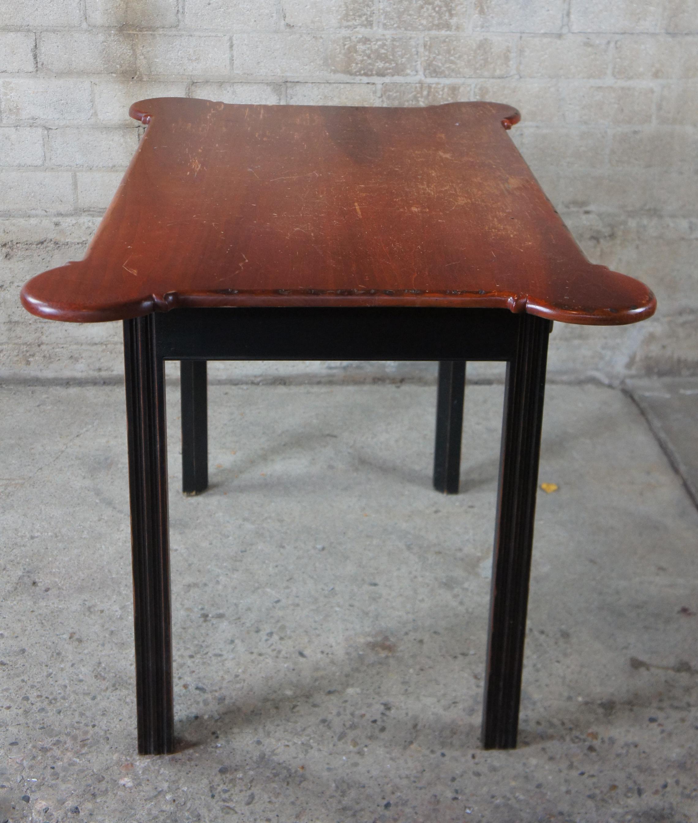Vintage David T Smith Parcel Ebonized American Pine Porringer Tea Table or Desk 2