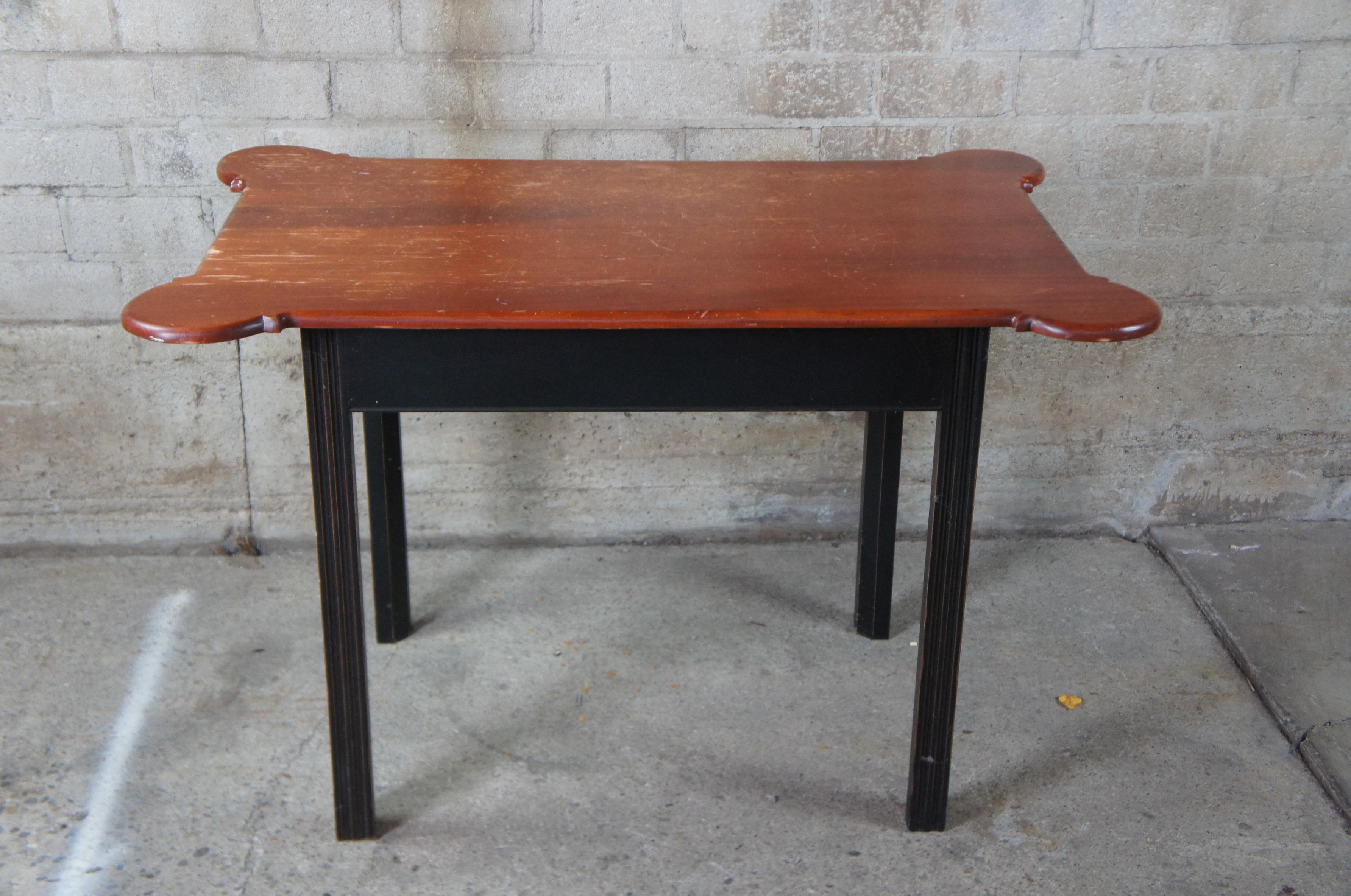 Vintage David T Smith Parcel Ebonized American Pine Porringer Tea Table or Desk 3