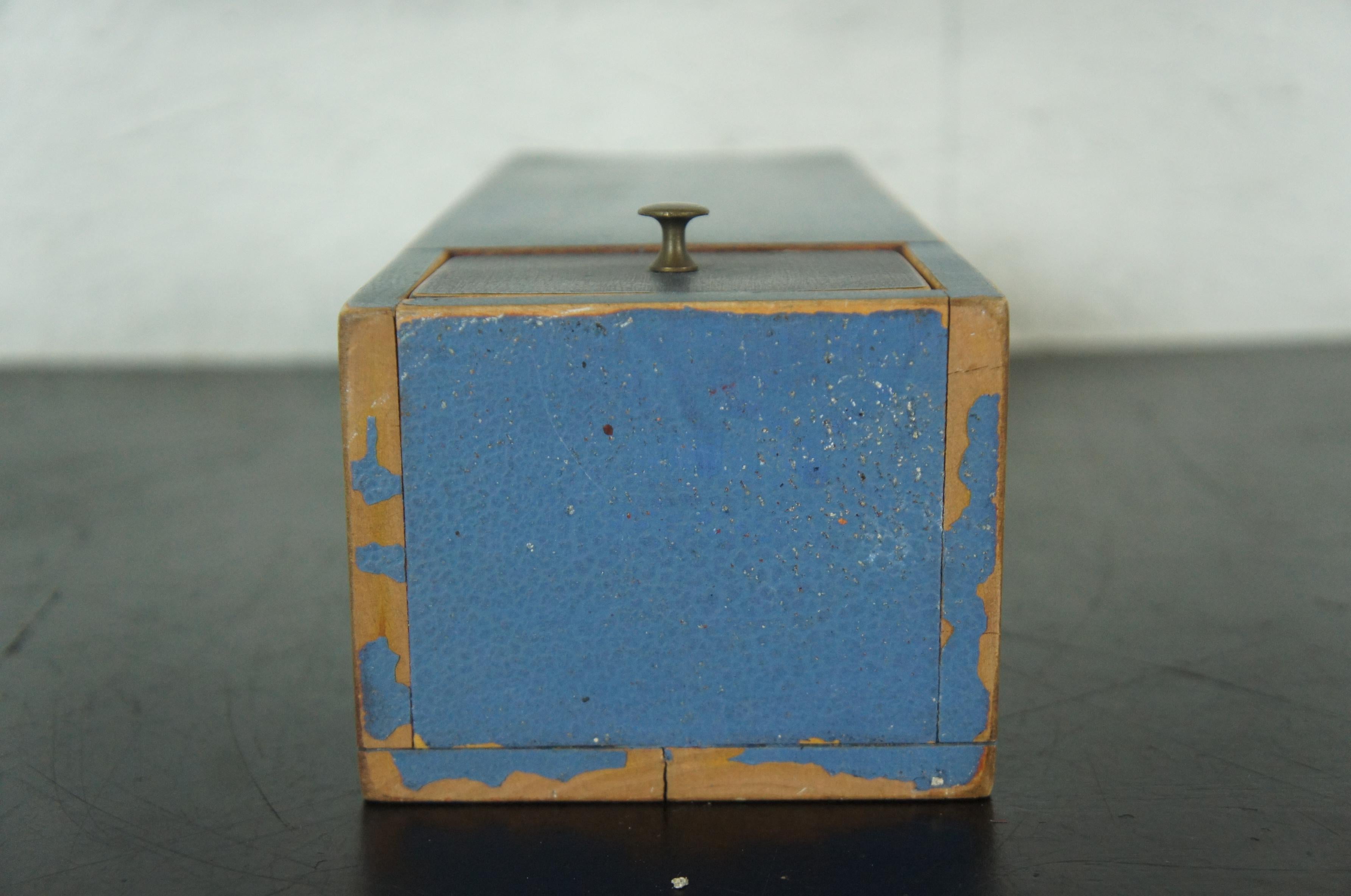 Vintage David T Smith Primitive Pipe Box w Drawer Match Stick Holder For Sale 3