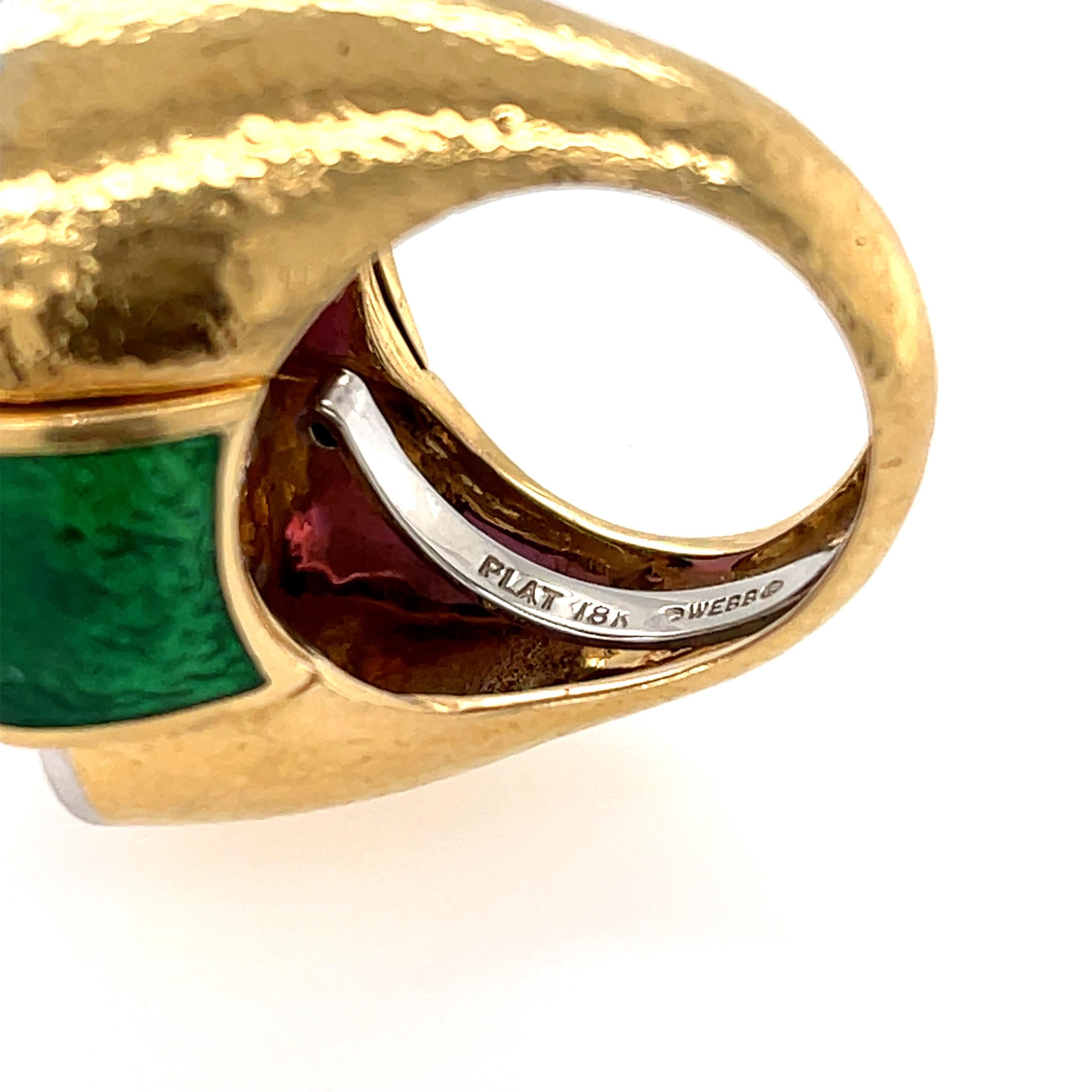 David Webb: 18 Karat Gelbgold Platin Diamant Amethyst Emaille Ring, Vintage (Moderne) im Angebot