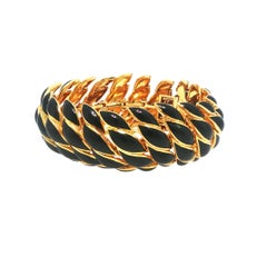 Pulsera vintage de David Webb con eslabones de esmalte negro de 18 quilates