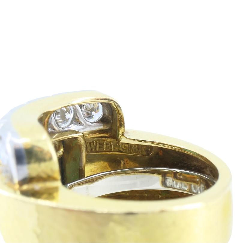 Vintage David Webb 18k Gold Diamond Turquoise Ring sz 6 3
