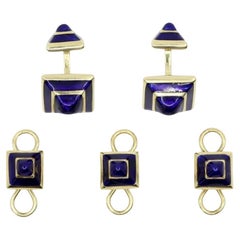 Vintage David Webb 18K Gold Enamel Cufflink Set