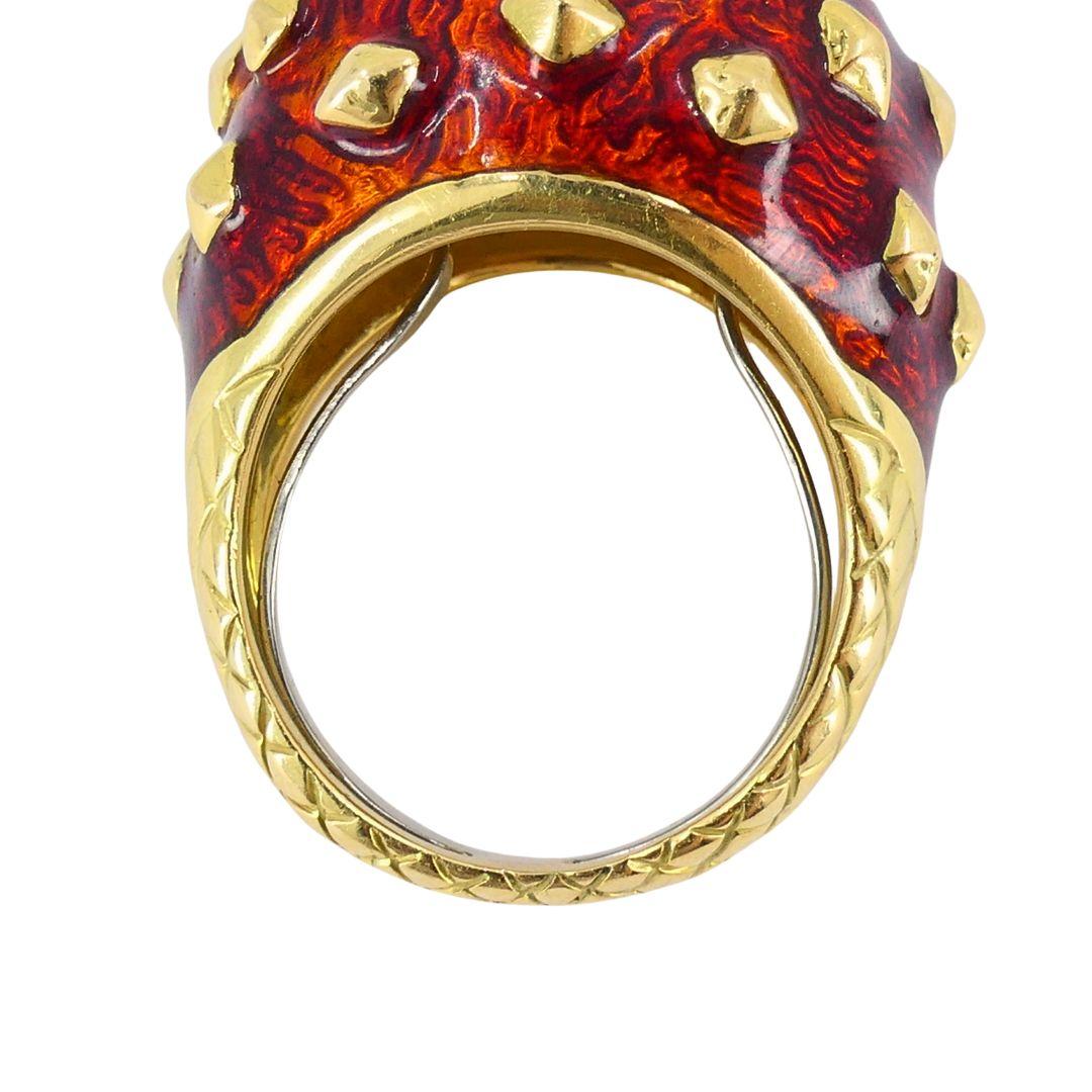 Bague de cocktail vintage David David Goldes 18k avec dôme en émail en vente 7