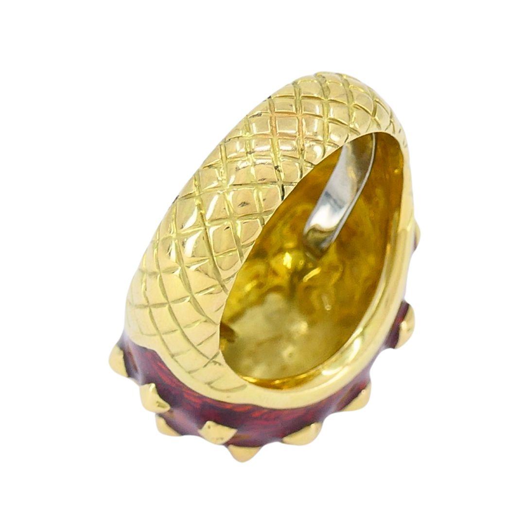 Bague de cocktail vintage David David Goldes 18k avec dôme en émail en vente 8