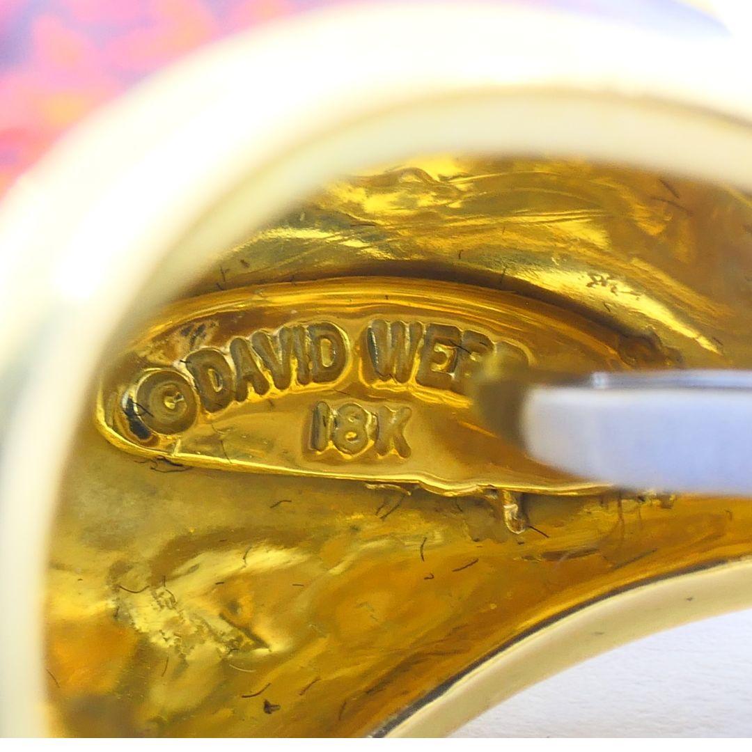 Bague de cocktail vintage David David Goldes 18k avec dôme en émail en vente 9