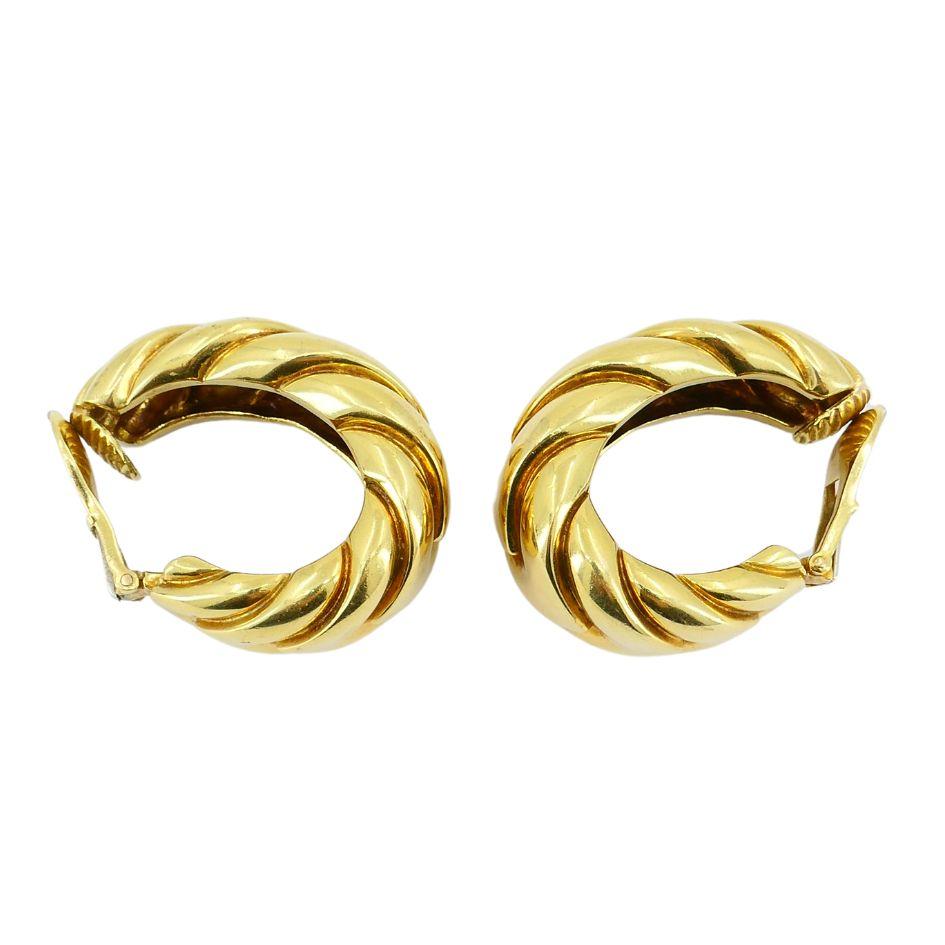 Vintage David Webb 18k Gold Hoop Clip Earrings 6