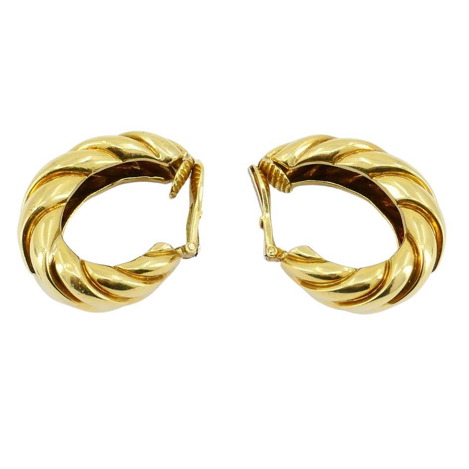 Vintage David Webb 18k Gold Hoop Clip Earrings 7