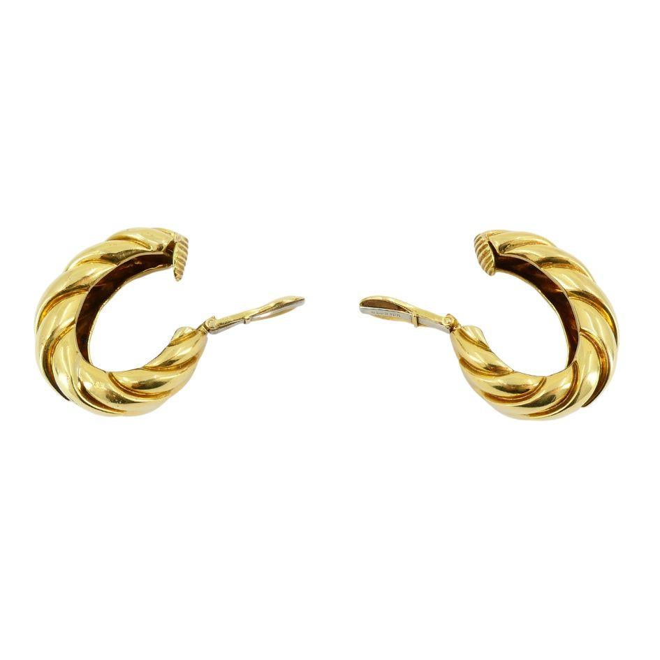 Vintage David Webb 18k Gold Hoop Clip Earrings 8