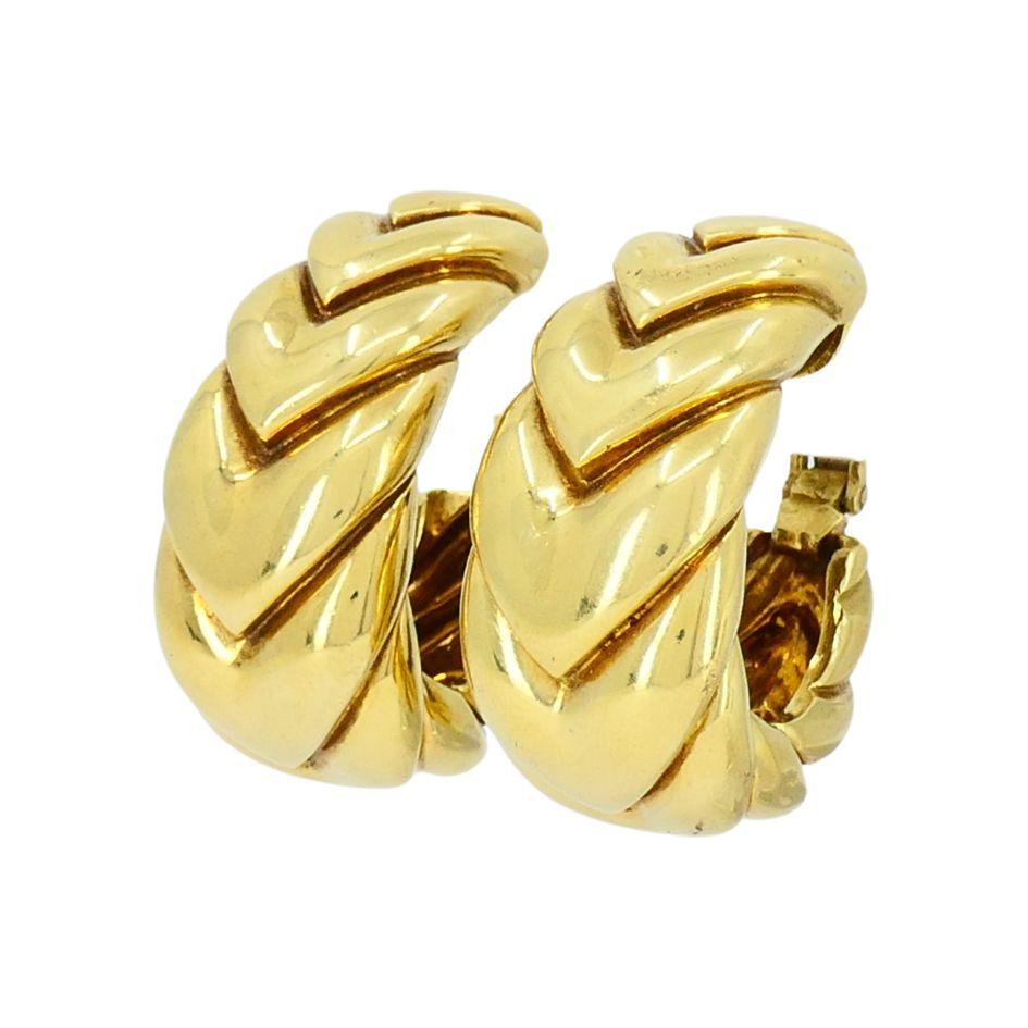 Vintage David Webb 18k Gold Hoop Clip Earrings In Good Condition In Beverly Hills, CA
