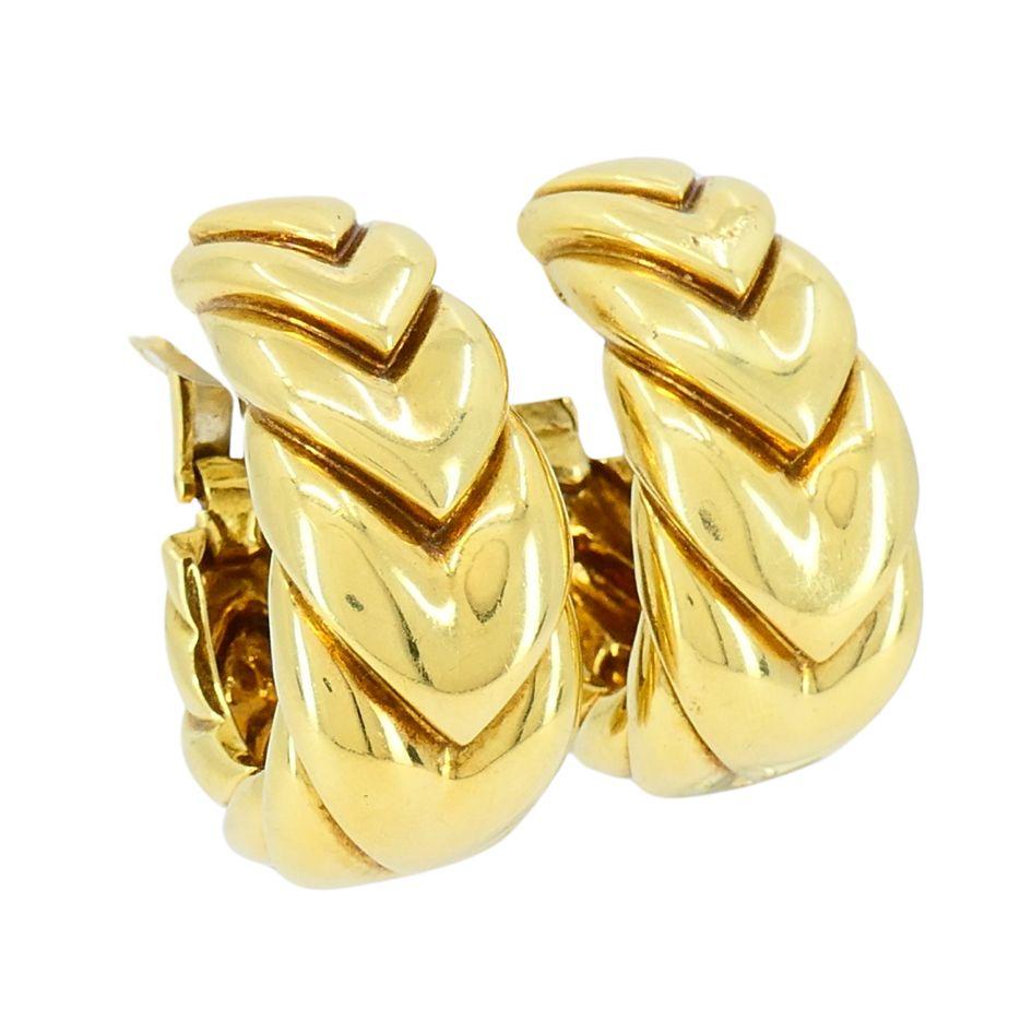Vintage David Webb 18k Gold Hoop Clip Earrings 1