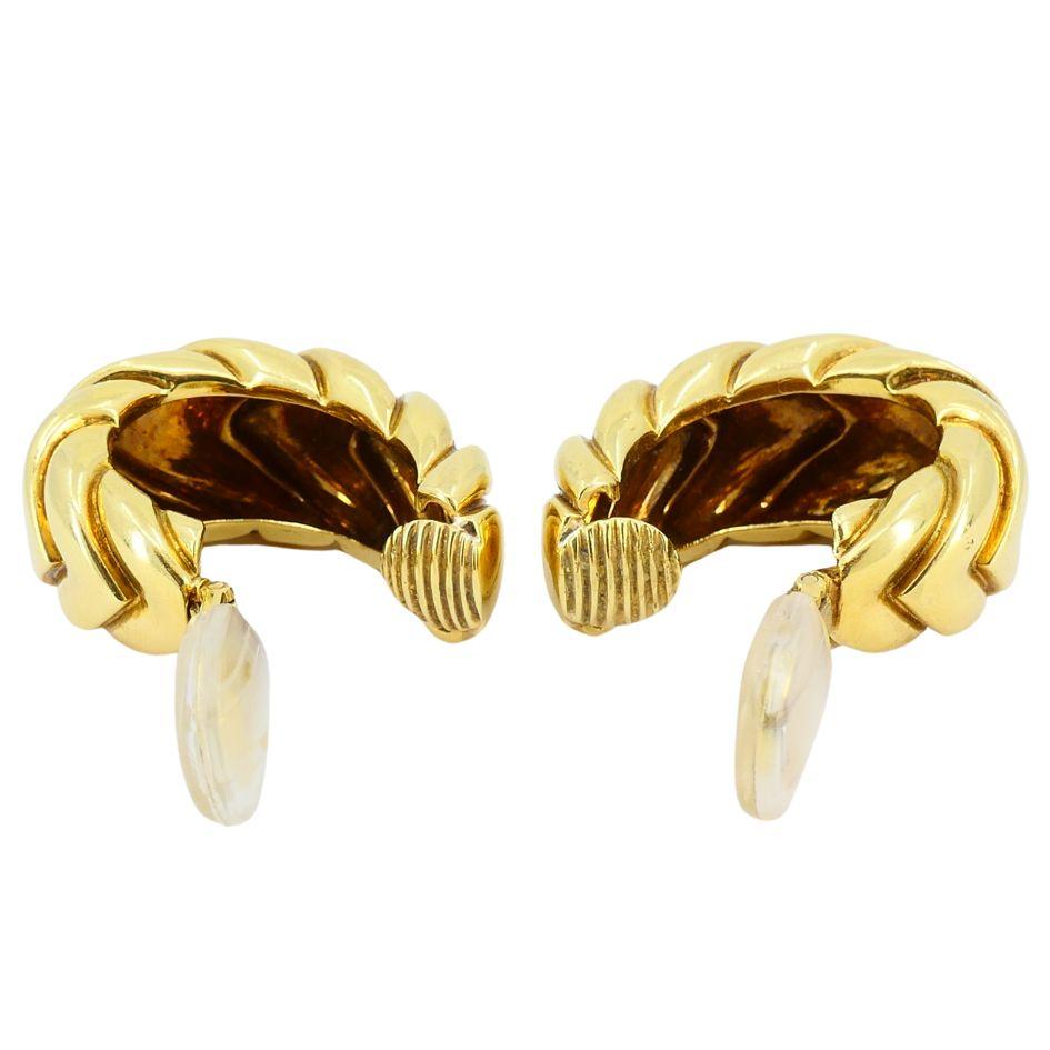 Vintage David Webb 18k Gold Hoop Clip Earrings 4