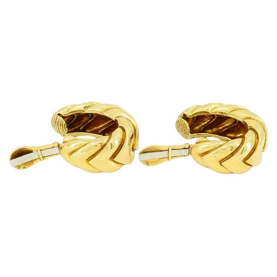 Vintage David Webb 18k Gold Hoop Clip Earrings 5