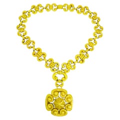 Vintage David Webb 18k Gold Necklace Removable Pendant Brooch Sautoir