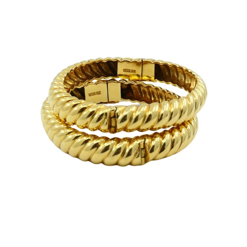 Paire de bracelets vintage en or 18k de David David en vente 2
