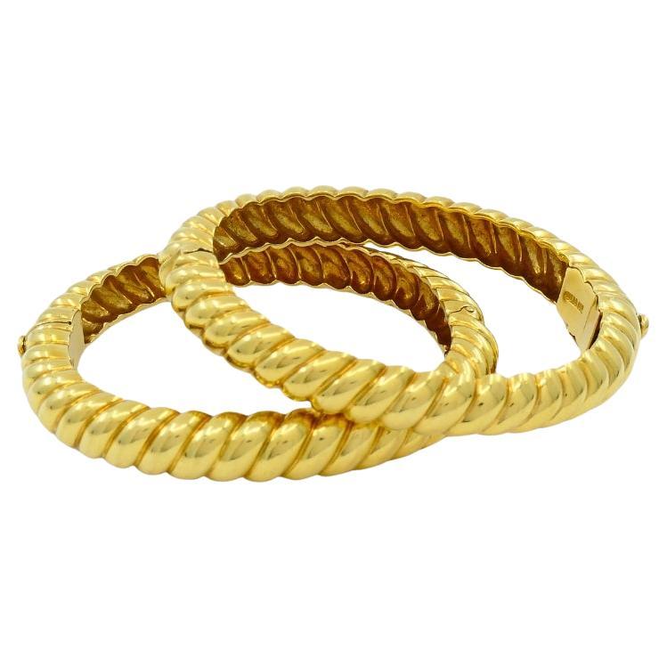 Vintage David Webb 18k Gold Pair of Bracelets