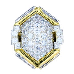 Vintage David Webb 18k Gold Platinum Diamond Ring Estate Jewelry