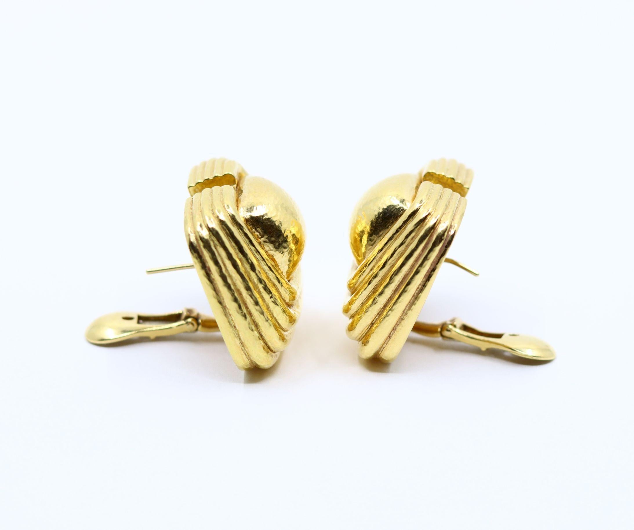 Vintage David Webb 18K Gold Textured Earring For Sale 6
