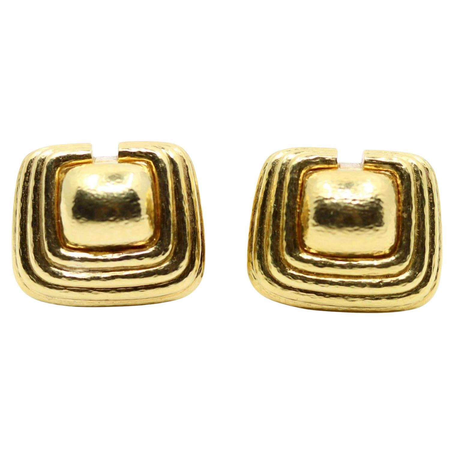 Vintage David Webb 18K Gold Textured Earring