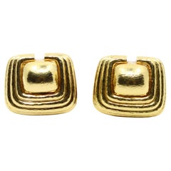 Vintage David Webb 18K Gold Textured Earring