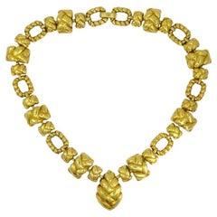 Vintage David Webb 18k Hammered Gold Necklace Estate Jewelry