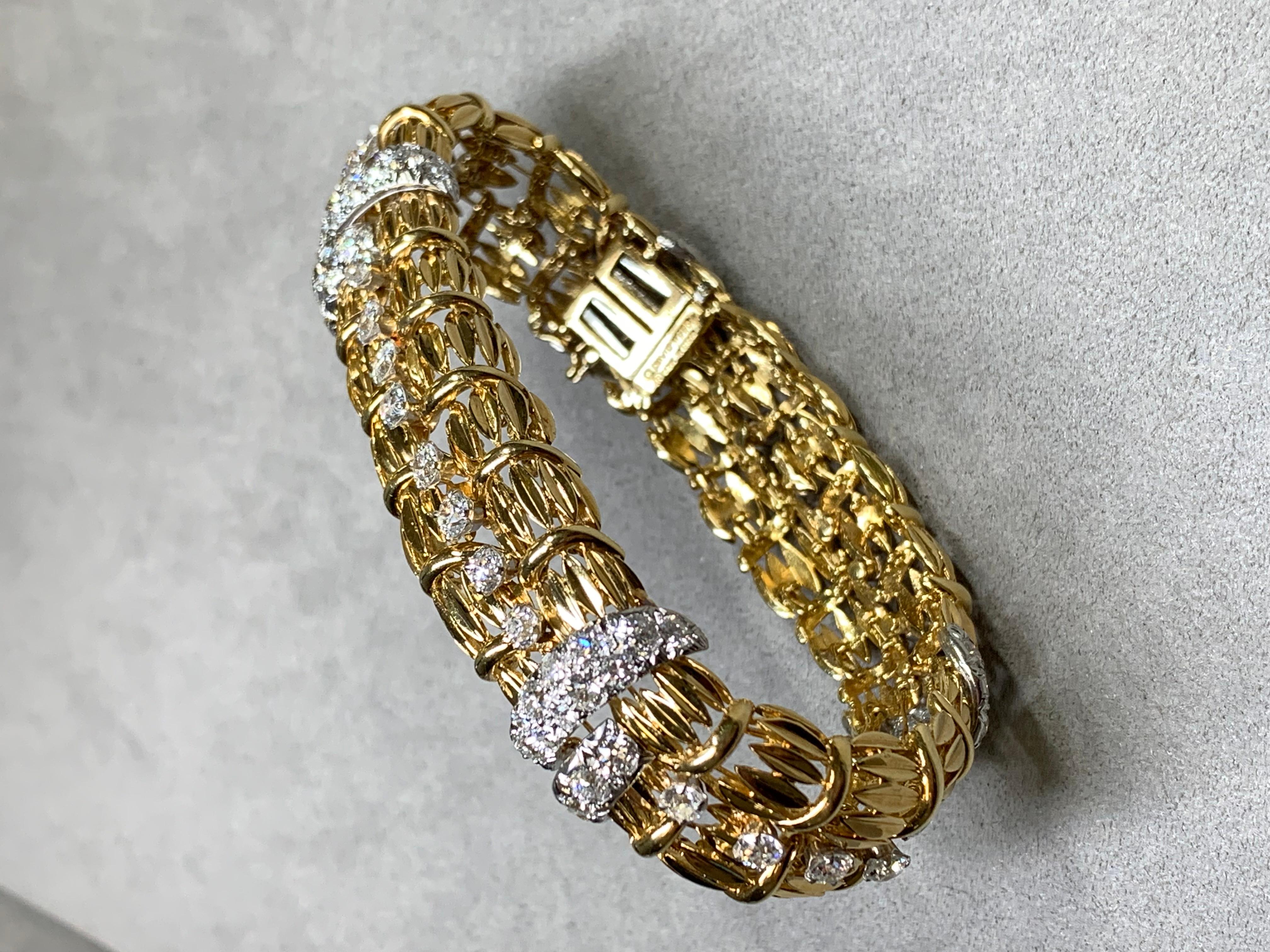 Breites Vintage-Cocktailarmband aus 18 Karat alteuropäischem Diamanten von David Webb, 10 Karat w 7,75, Vintage (Alteuropäischer Schliff) im Angebot