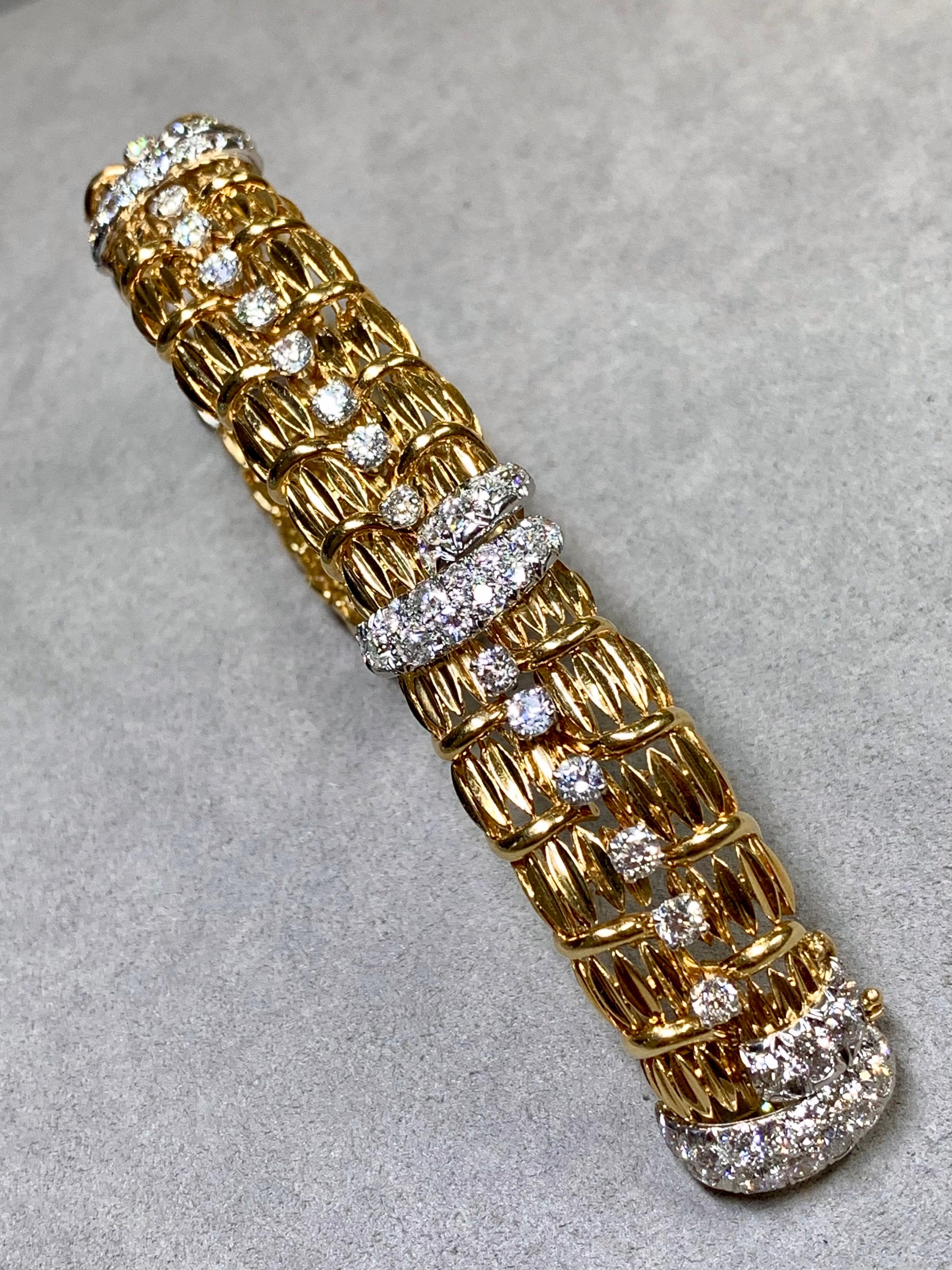 Breites Vintage-Cocktailarmband aus 18 Karat alteuropäischem Diamanten von David Webb, 10 Karat w 7,75, Vintage für Damen oder Herren im Angebot