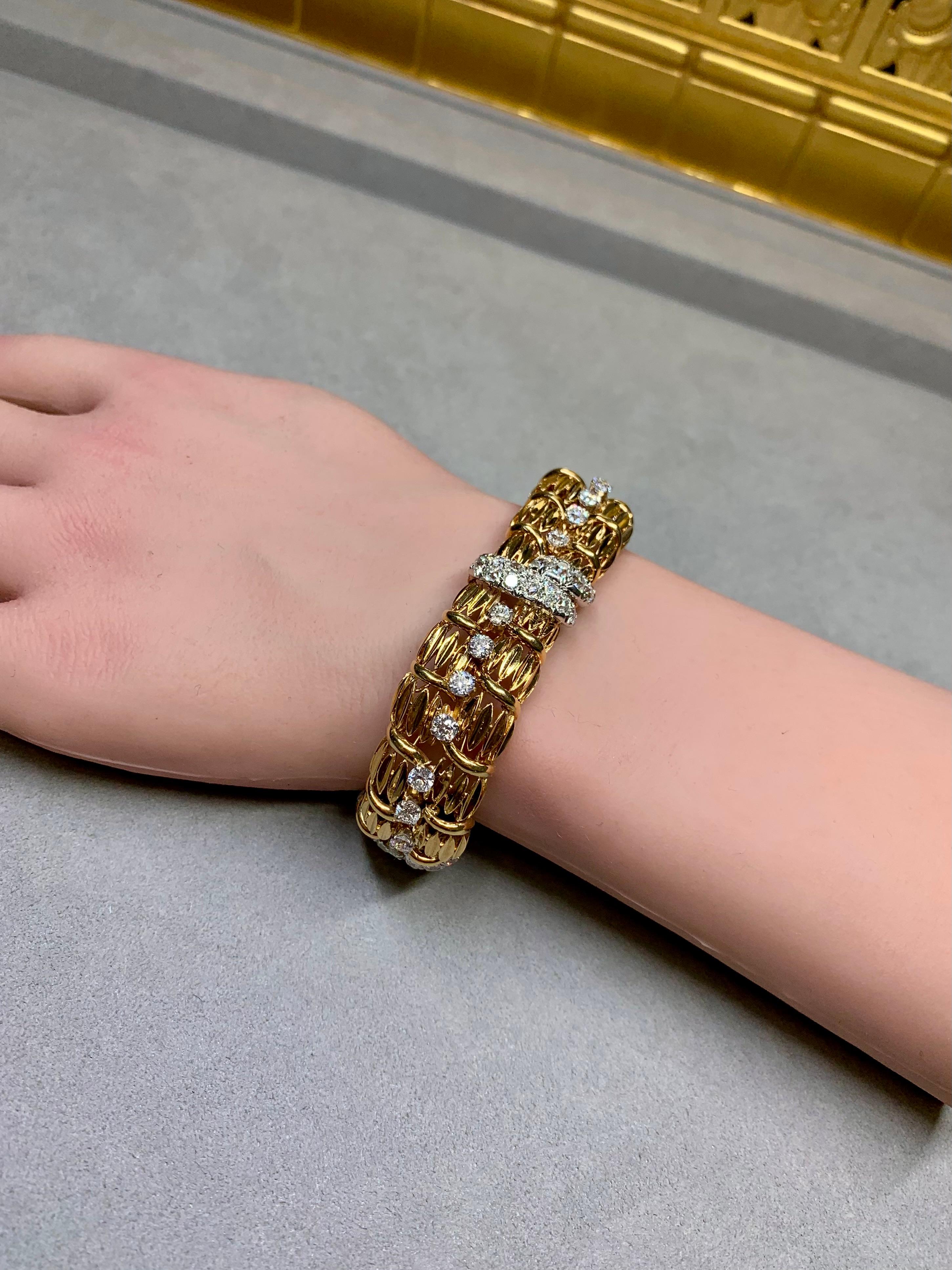 Breites Vintage-Cocktailarmband aus 18 Karat alteuropäischem Diamanten von David Webb, 10 Karat w 7,75, Vintage im Angebot 3