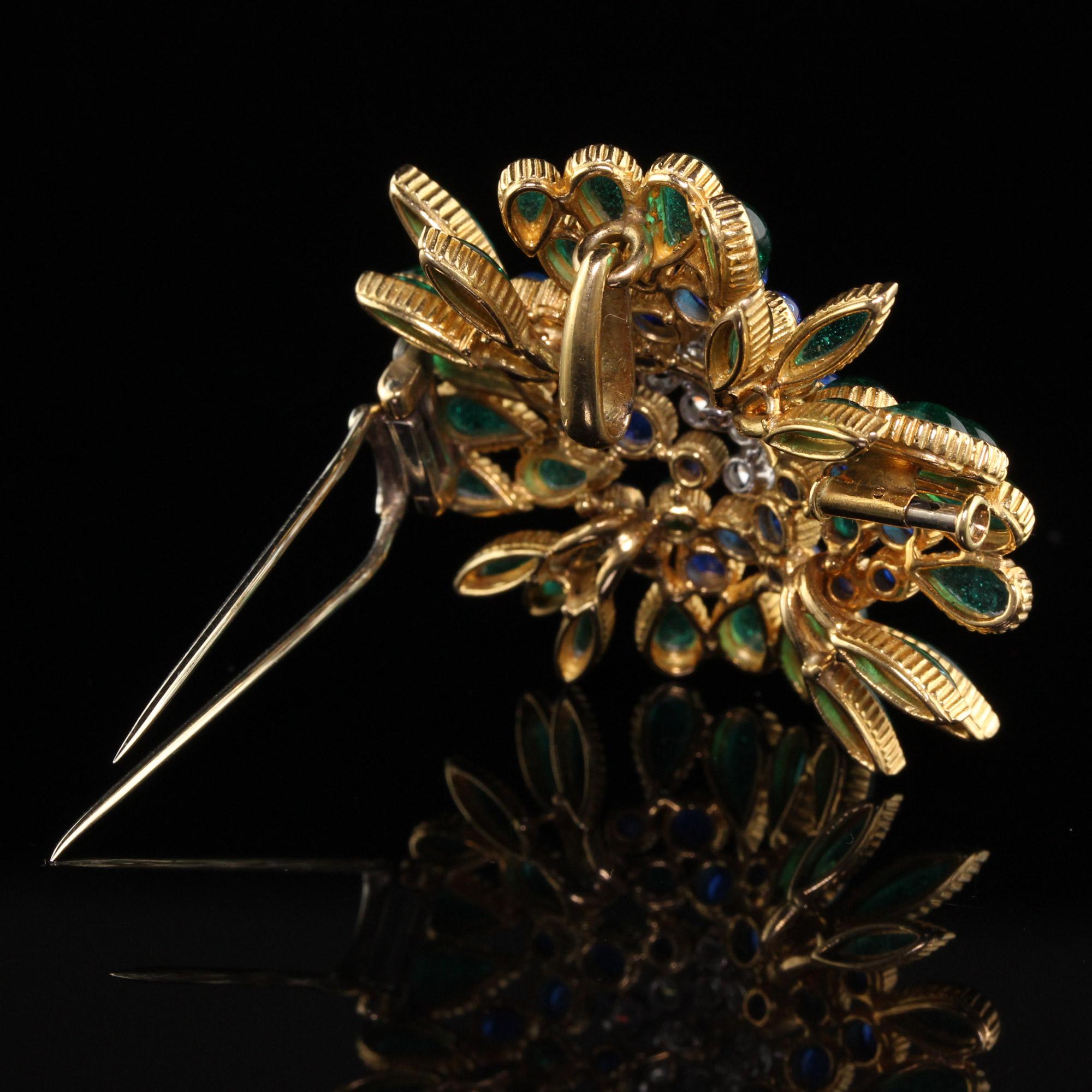 Vintage David Webb 18K Yellow Gold Diamond and Stone Pin and Pendant 1