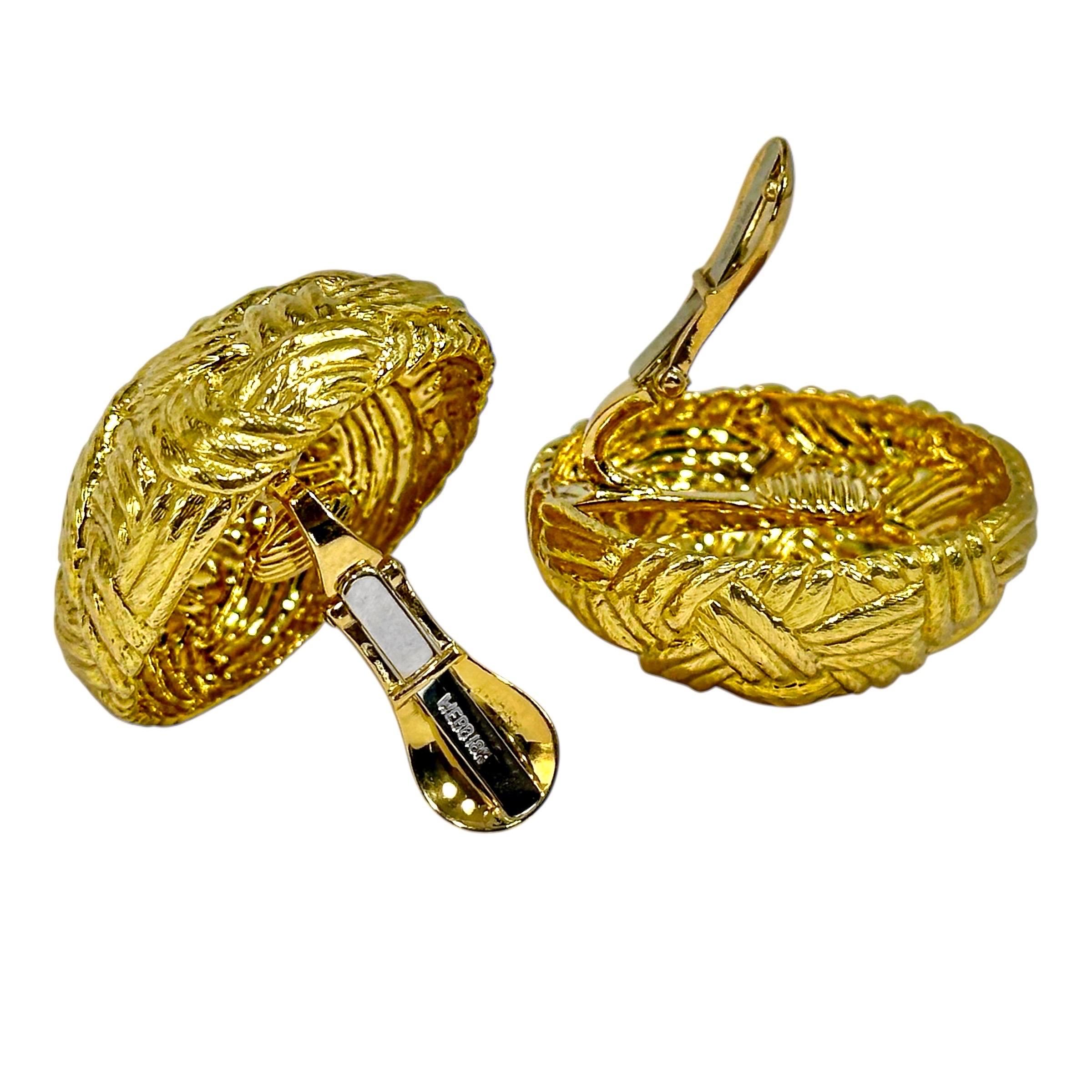 Vintage David Webb 18K Gelbgold Kuppel Ohrringe 1,25 Zoll im Durchmesser (Moderne) im Angebot
