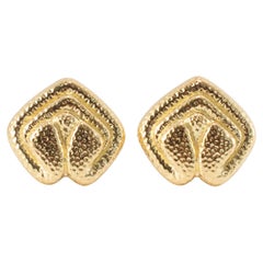 Vintage David Webb 18K Yellow Gold Hammered Clip on Earrings