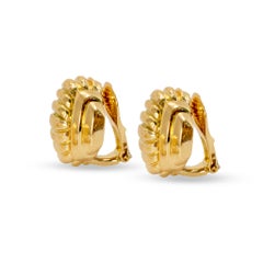 Vintage David Webb 18K Yellow Gold Hammered Dome Clip Earrings