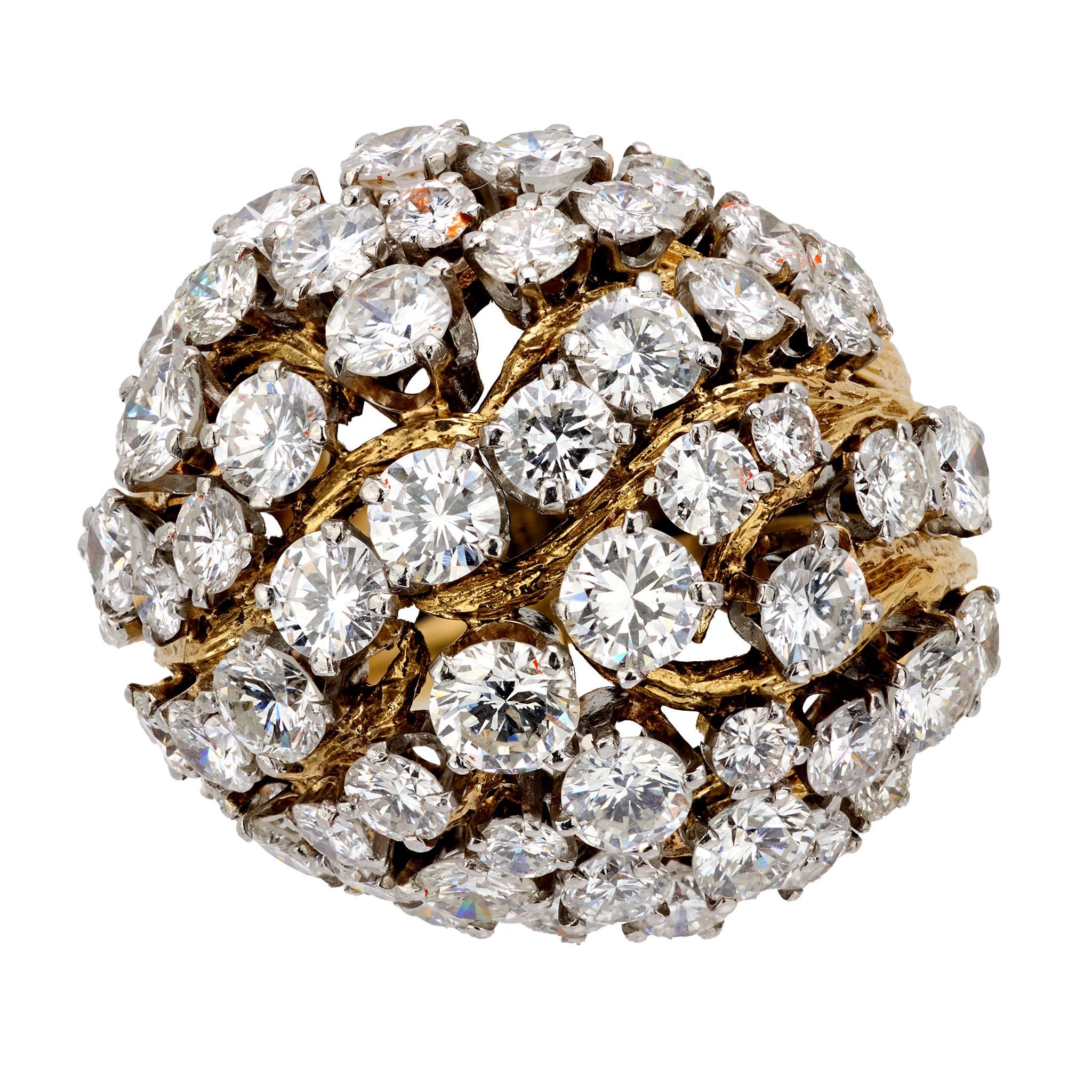 Vintage David Webb 8 Karat Diamant 18k Gelbgold Dome Ring (Moderne)
