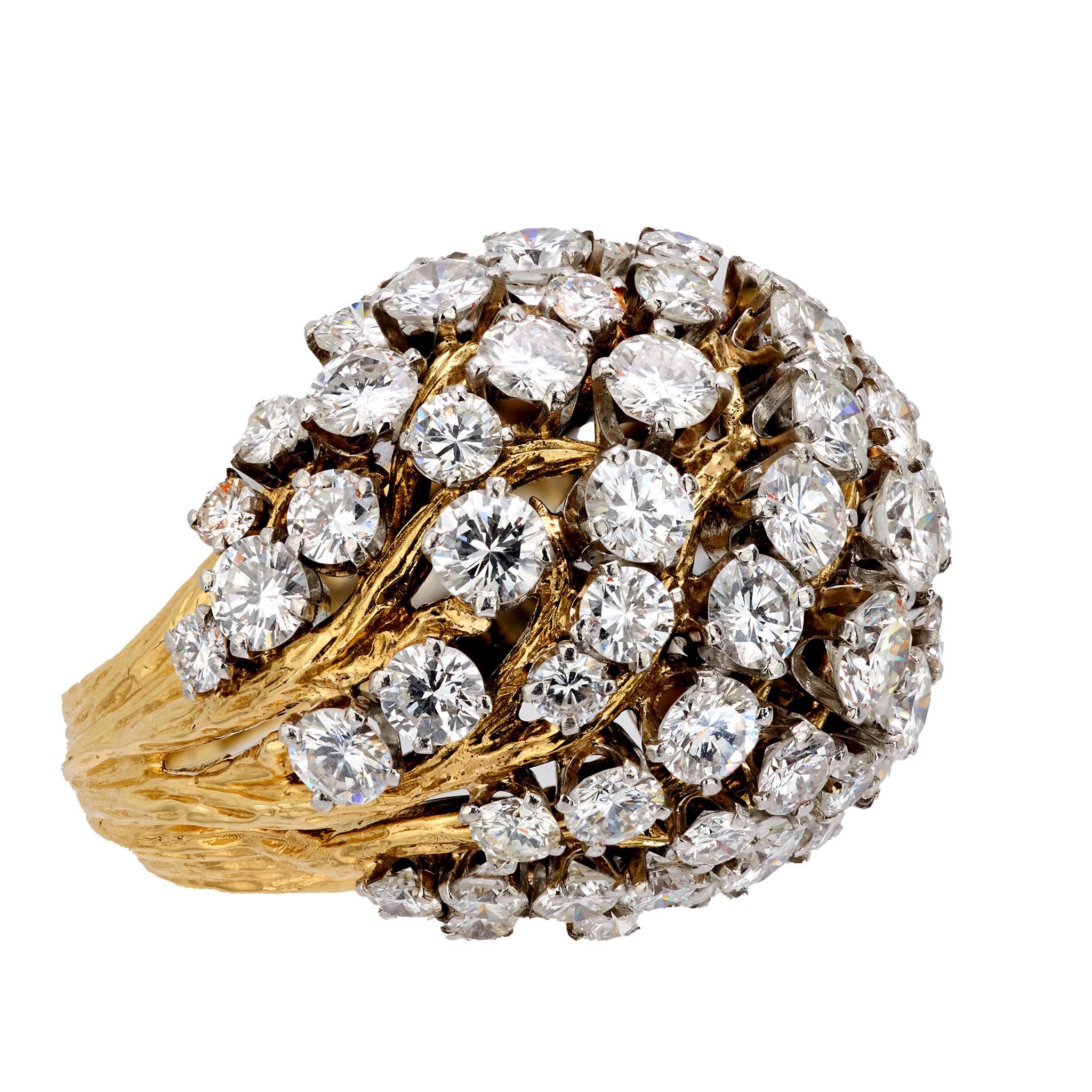 Vintage David Webb 8 Karat Diamant 18k Gelbgold Dome Ring (Brillantschliff)