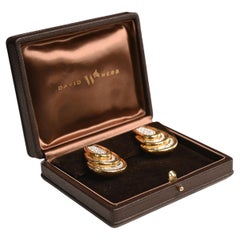 Vintage David Webb (Approx 2.9-Carats) Diamond and Gold Earrings 18K Yellow Gold