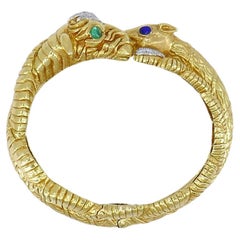 Vintage David Webb Aries Gold Bracelet Set Bangle Pair Gemstones Estate Jewelry