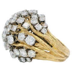 Vintage David Webb Bombe Diamond Cluster Ring in 18K and Platinum ~8ctw Diamonds
