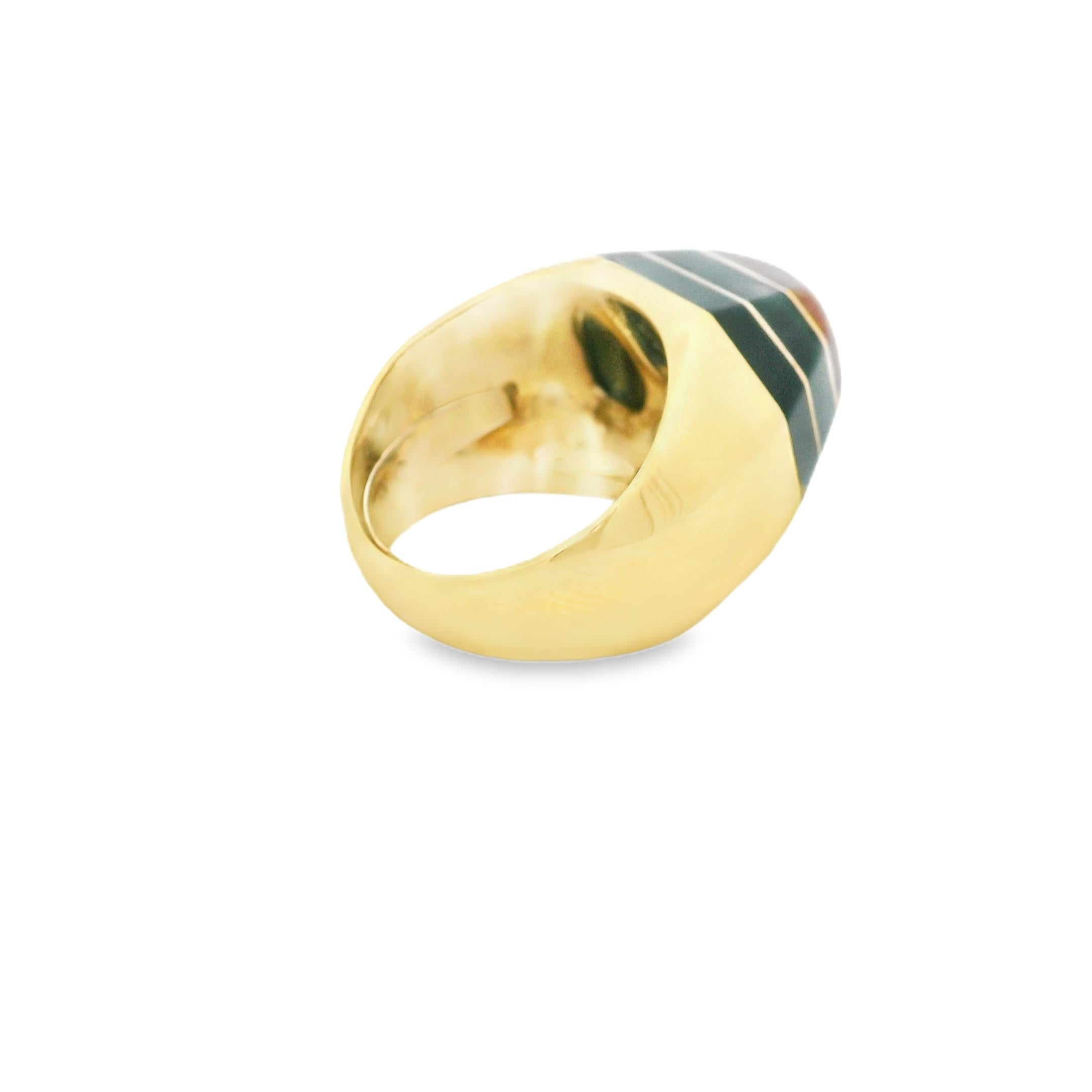 Vintage David Webb Karneol, Emaille & 18K Gold achteckigen Ring - signiert im Angebot 5