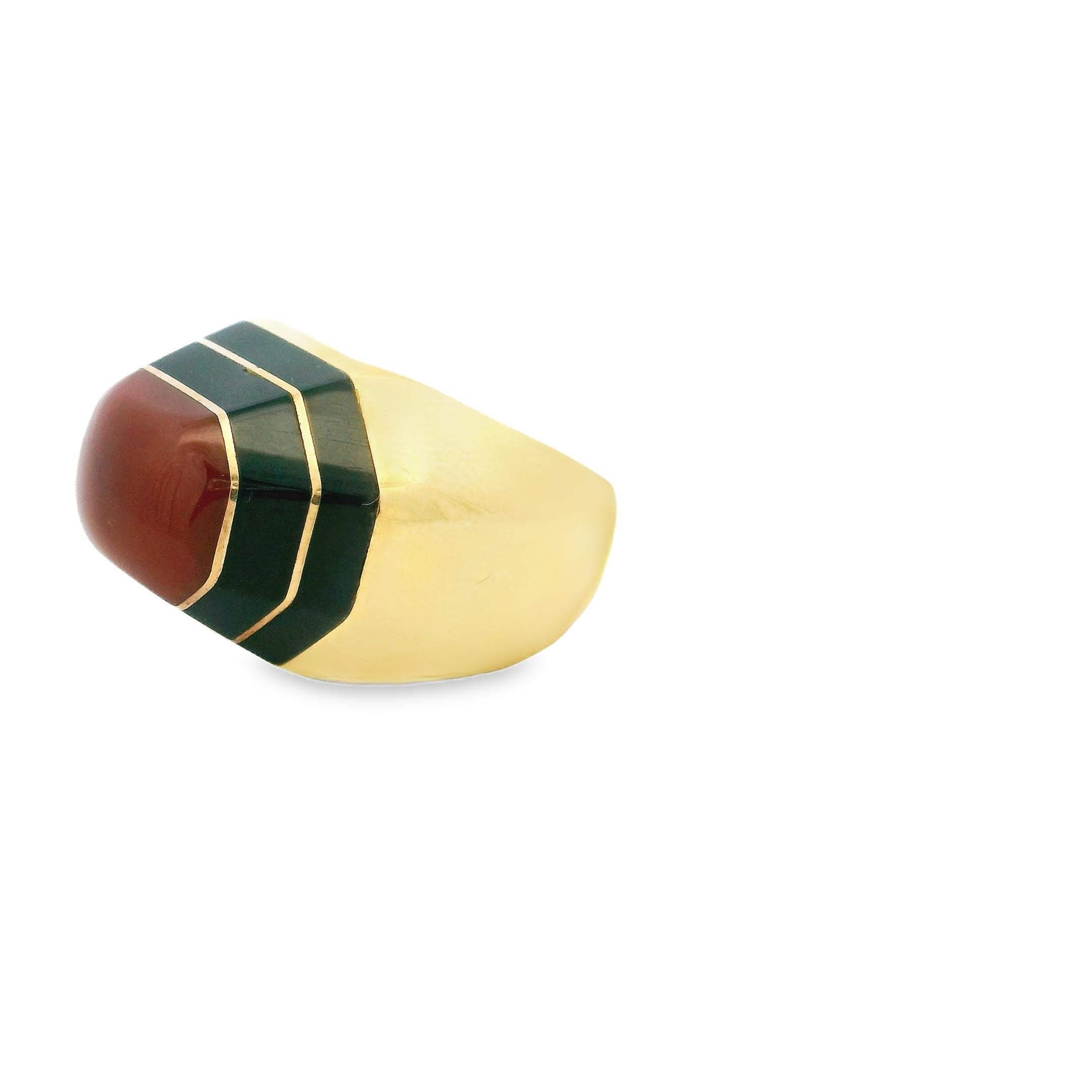 Vintage David Webb Karneol, Emaille & 18K Gold achteckigen Ring - signiert im Angebot 2