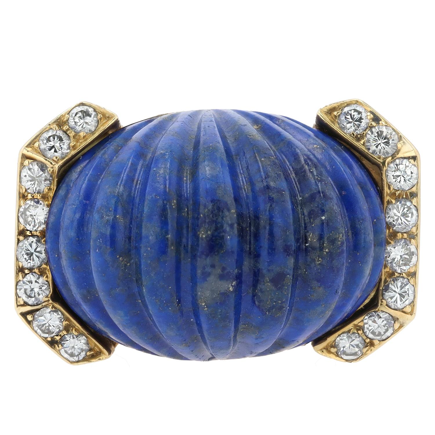 Taglio brillante Vintage David Webb Anello a cupola con lapis e diamanti intagliati 18k in vendita