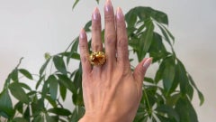 Vintage David Webb Citrine 18k Yellow Gold Cocktail Ring