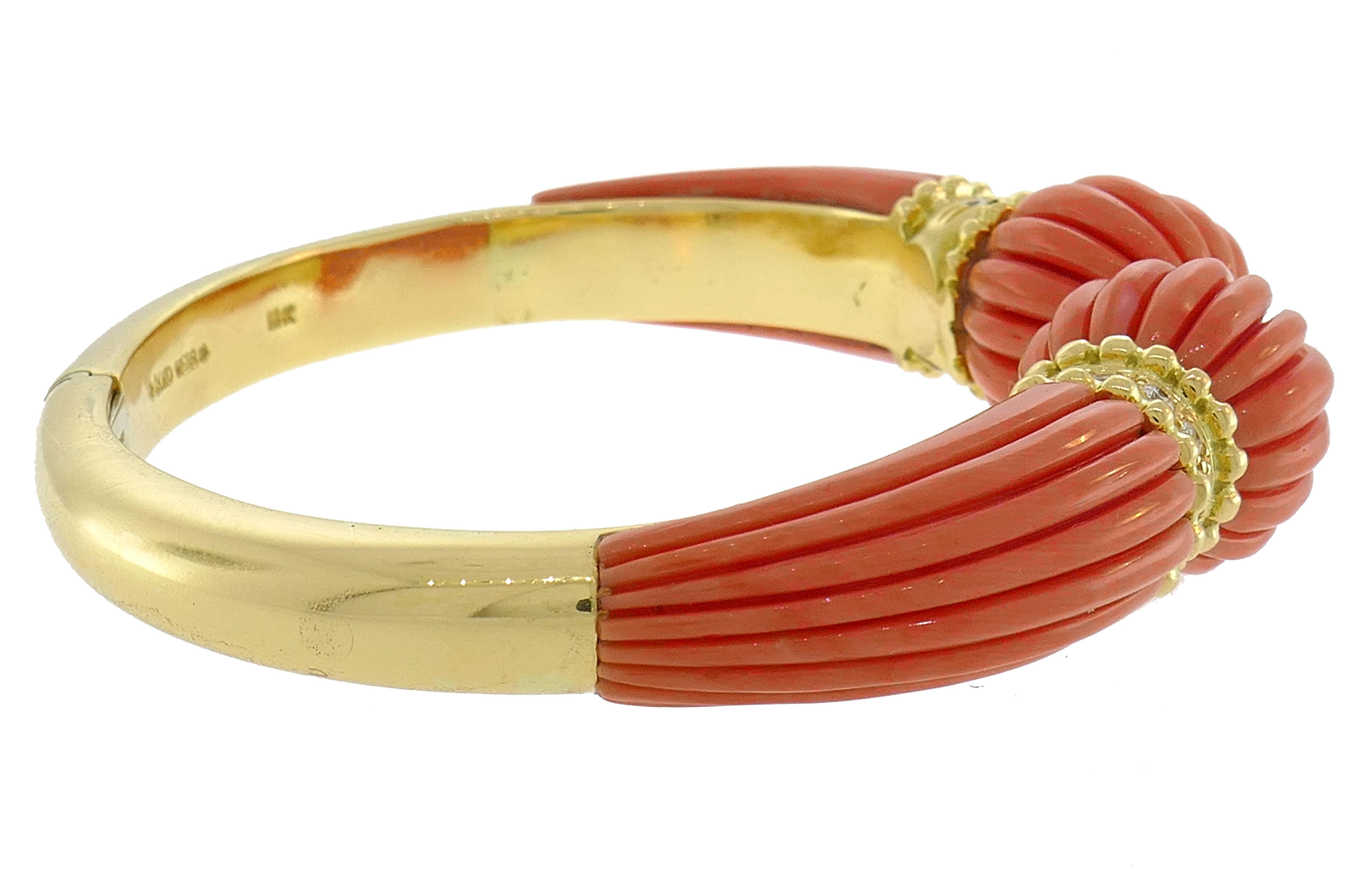 Women's Vintage David Webb Coral Gold Bangle Bracelet