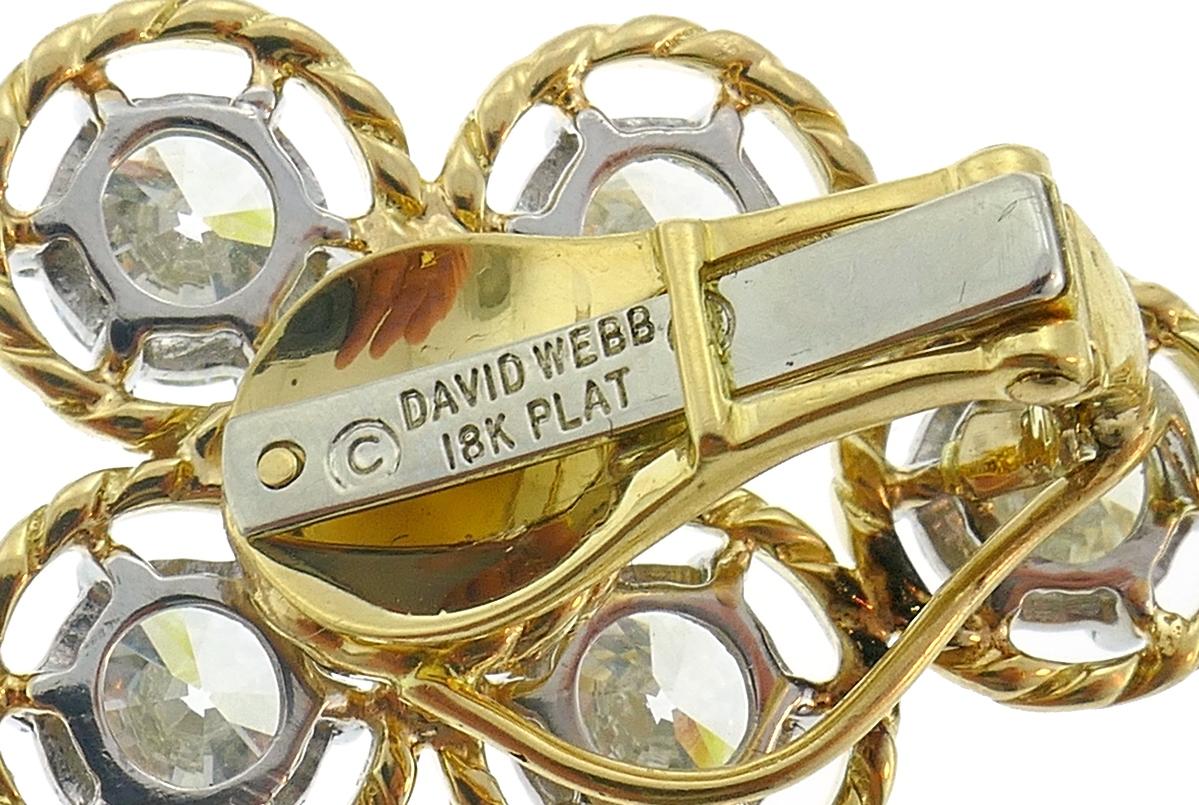 Round Cut Vintage David Webb Diamond 18k Yellow Gold Earrings 30cts Estate Jewelry