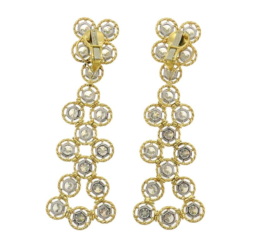 Women's Vintage David Webb Diamond 18k Yellow Gold Earrings 30cts Estate Jewelry